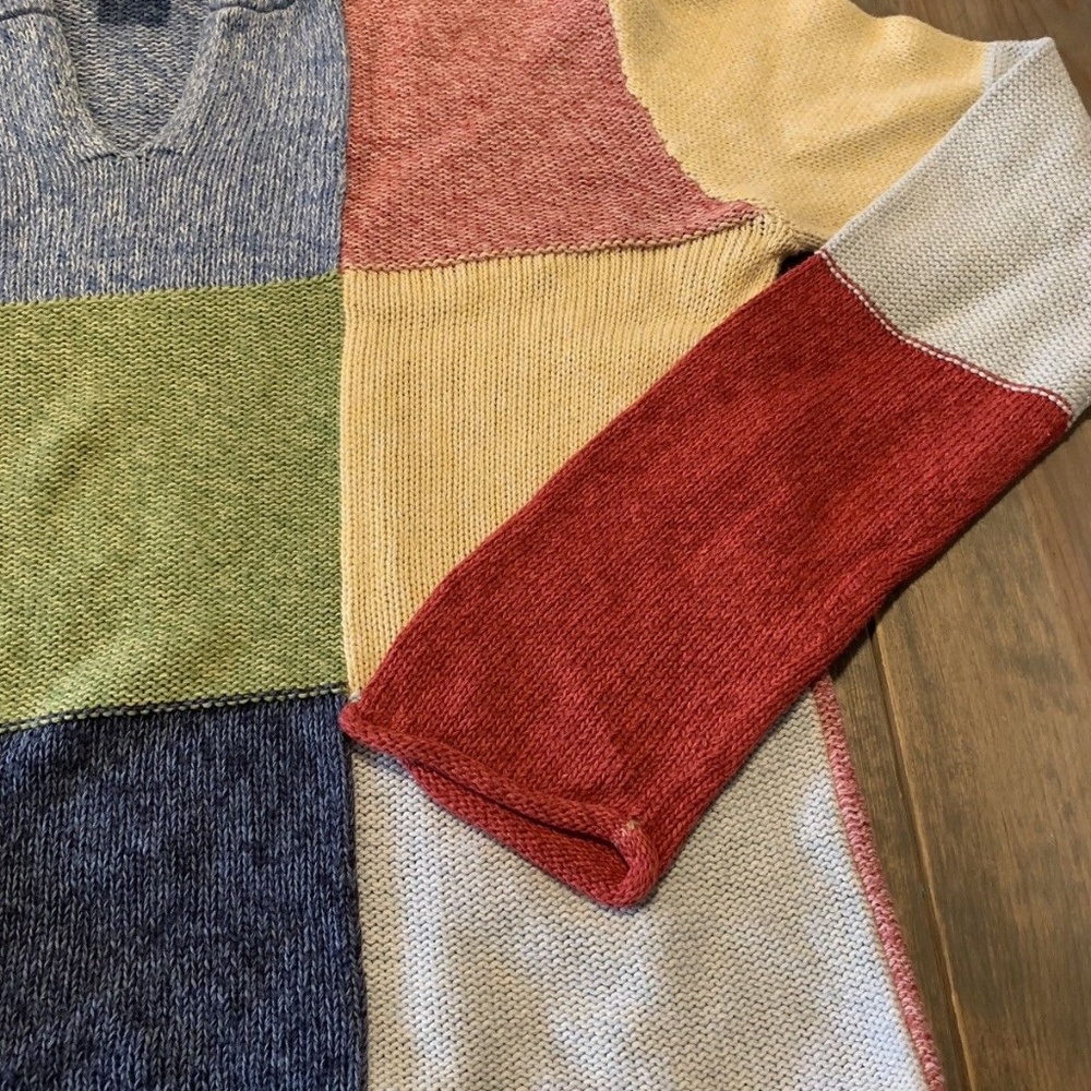 SOLD Long Sleeve Multicolored Hoodie Knit Sweater - Picture 4 of 6